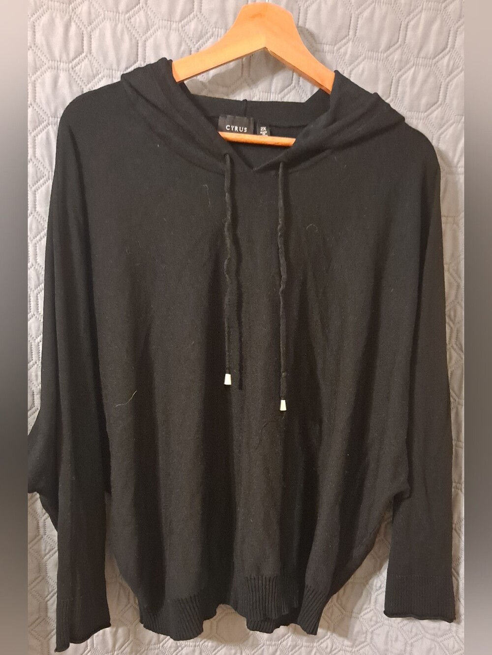 Cyrus Womens Black Hooded Sweater Sz 2X